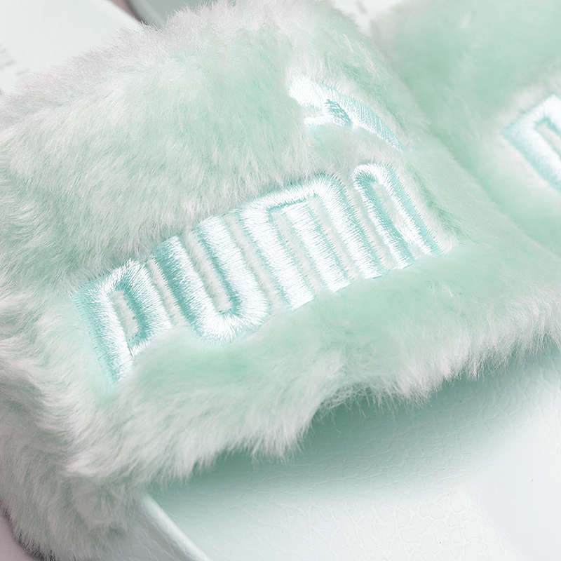 женские зеленые сланцы PUMA Fur Slide 36577201 - цена, описание, фото 3